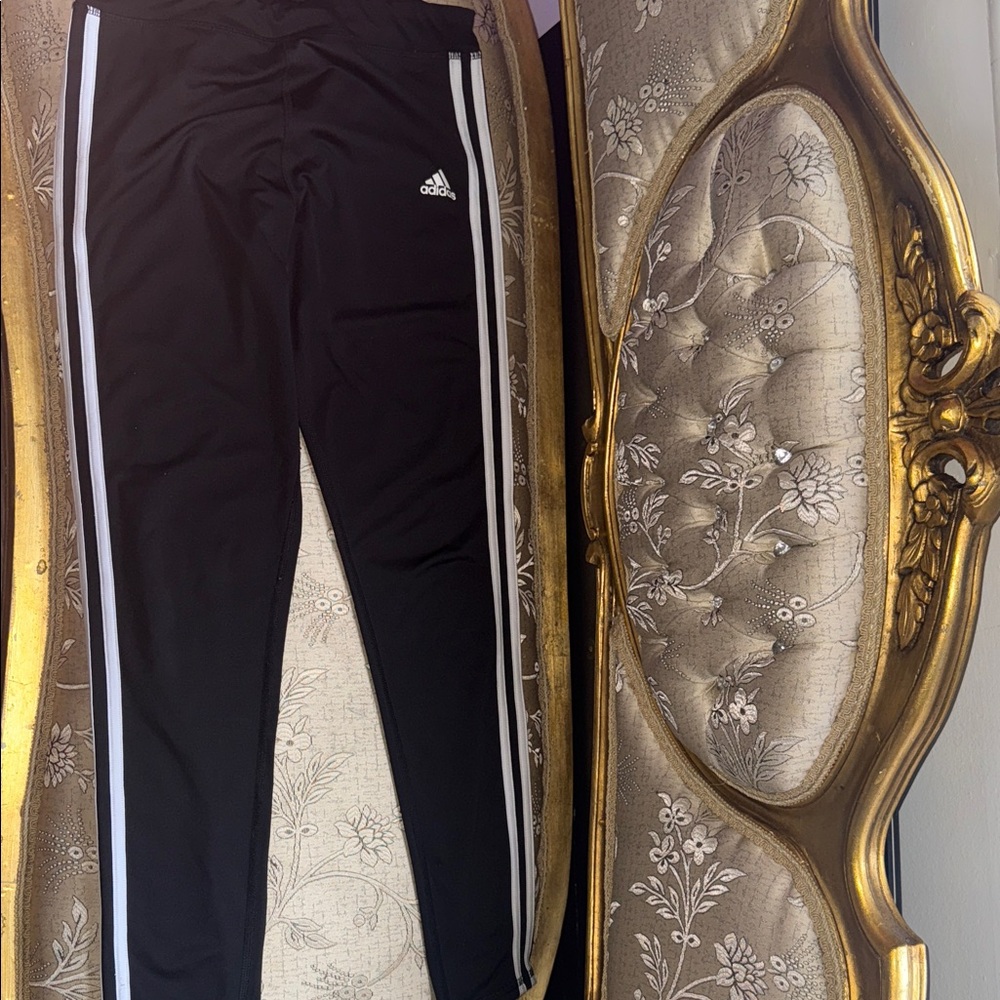 Adidas Kids Black Joggers with White Stripes